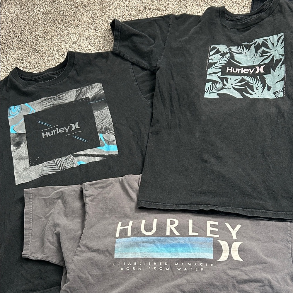 Hurley Black and Gray Tees